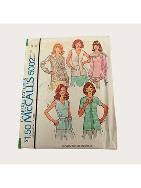 Vintage 1970s McCalls Sewing Pattern 5002 Misses Blouse Size 12 Bust 34 Uncut